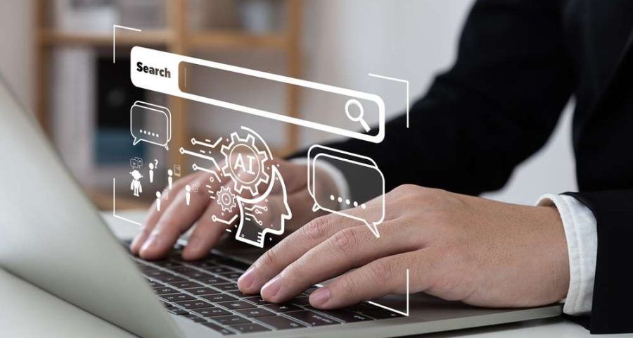 Chatbot,With,Ai,(artificial,Intelligence),,Search,Engine,,Businessman,Using,Laptop