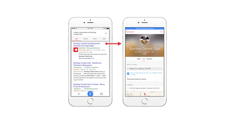 Google Indexing app content