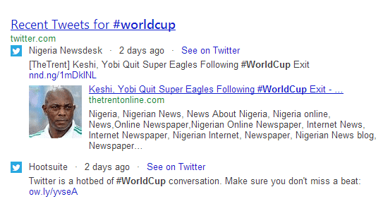 tweet search results