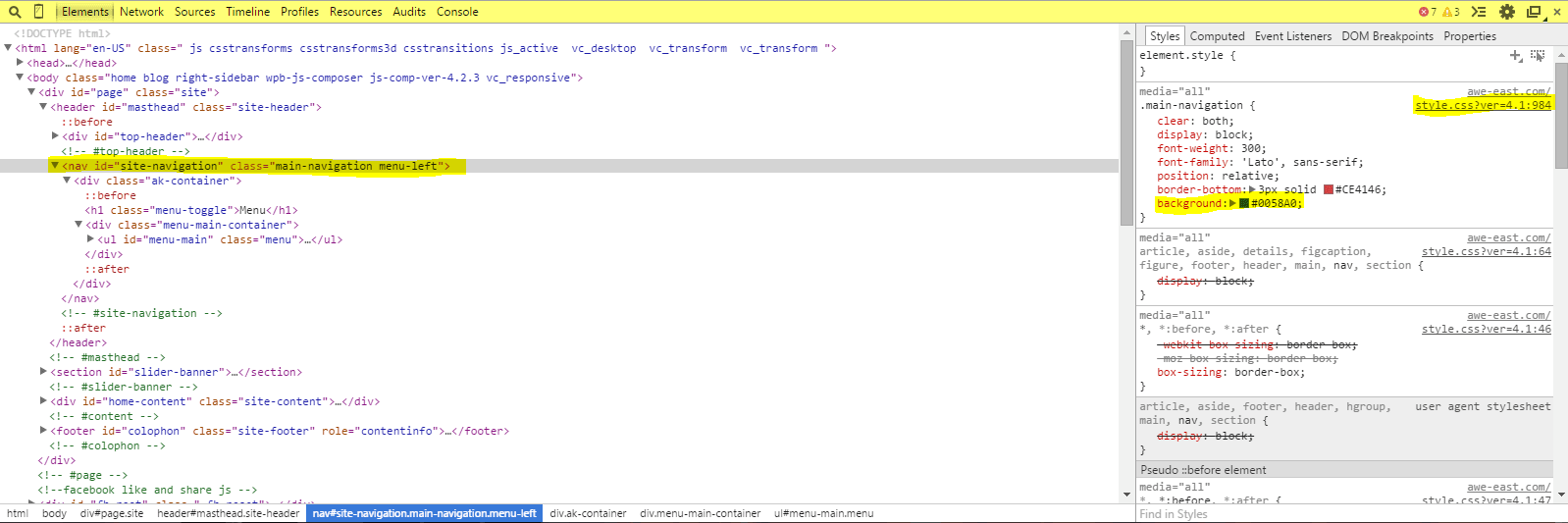 inspect element