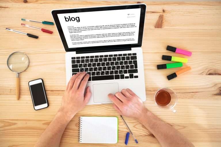 A computer screen displaying a a blog with title "blog"