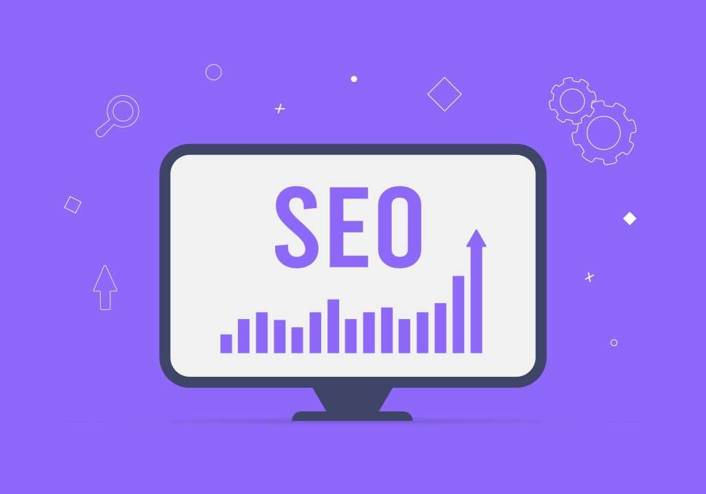 SEO on a desktop with a graph