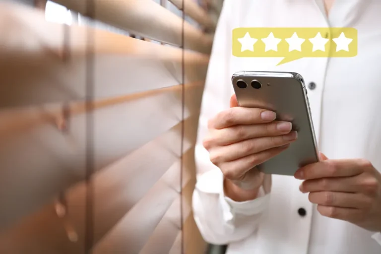 women leaving review on iphone