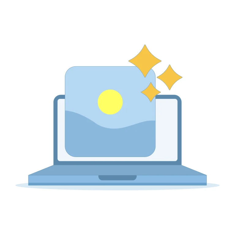 Graphic of laptop with image