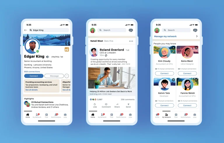 Mobile interface inspired by linkedin style