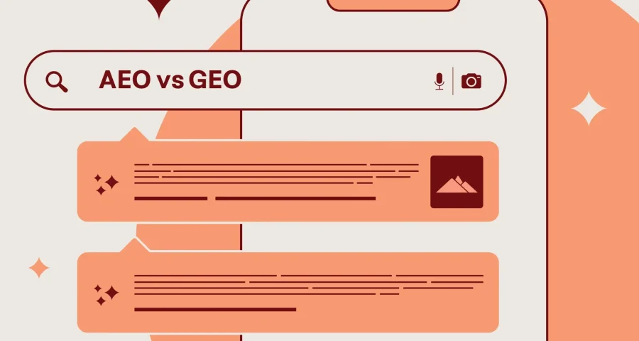 Ai Search bar with 'AEO vs GEO' typed in