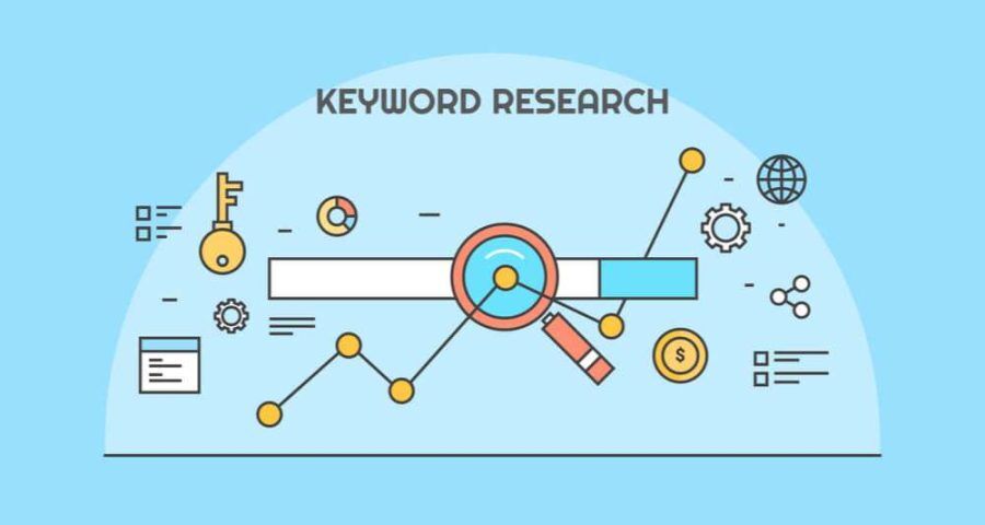 Keyword Research Search Bar with Magnifying Glass