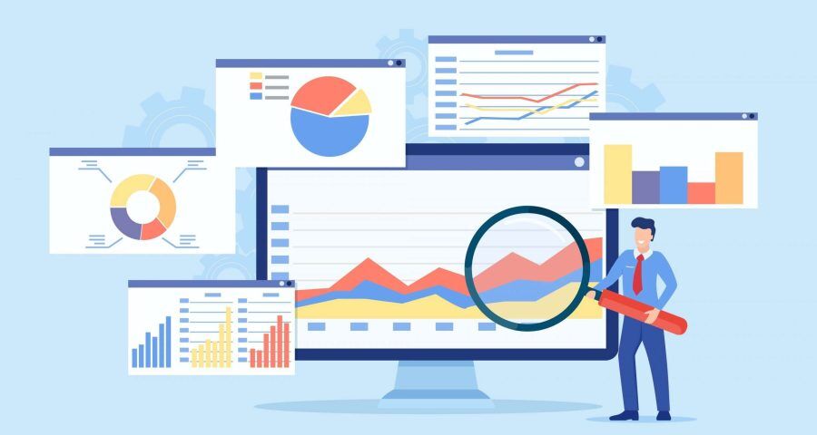 reading and analyzing data from website including traffic conversions landing pages speed and other core web vitals to develop SEO and design strategy for businesses over the course of month to month or year over year to make improvements and updates that grow business success with graphs charts and tracked data