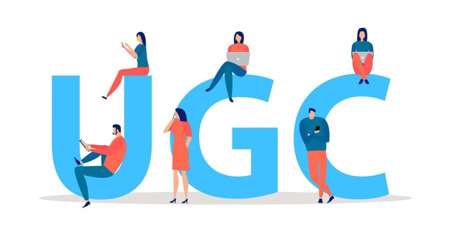 Ugc,Word,,User-generated,Content.,Concept,With,Young,People,,Gadgets,,Letters