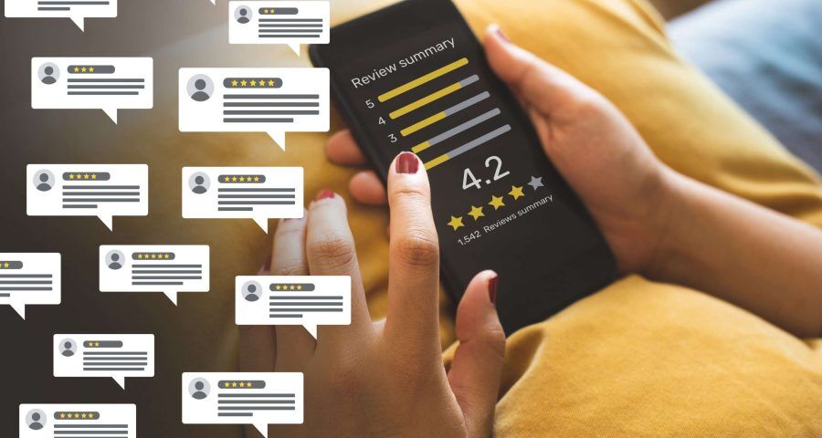 Online reviews on a cellphone