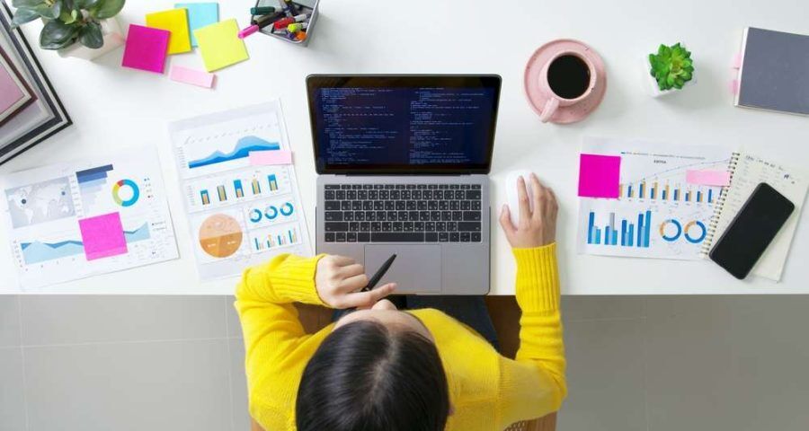 New,Possible,Digital,Transformation,Future,Workforce.,Above,Top,View,Desk