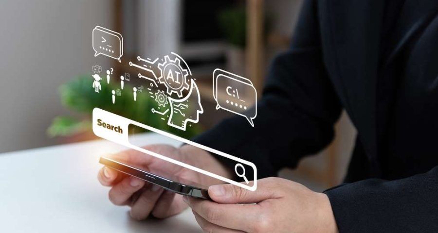 Chatbot,With,Ai,(artificial,Intelligence),,Search,Engine,,Businessman,Using,Smartphone