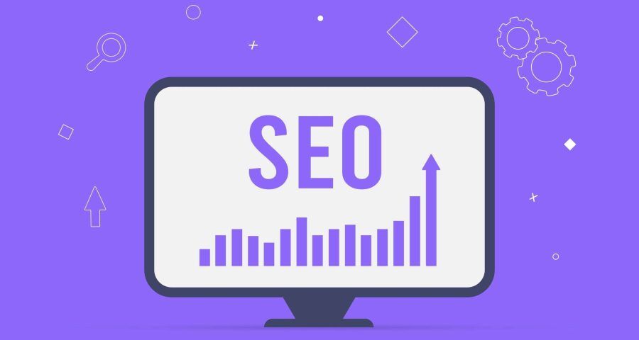 SEO on a desktop with a graph