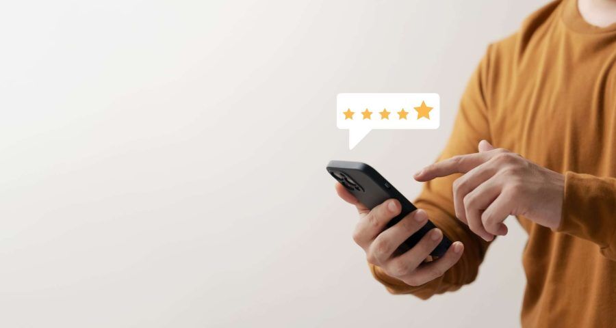 small business receiving positive review