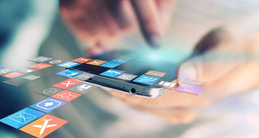 social media apps on a persons phone close up