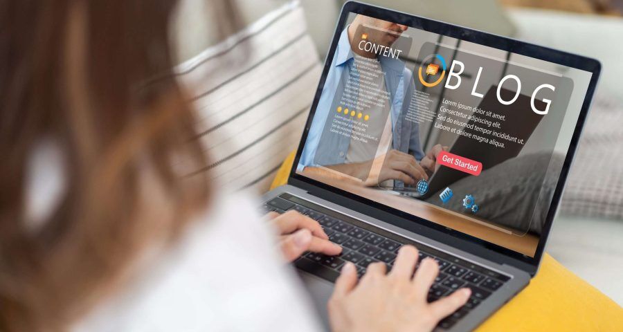 Writing a blog article on a computer screen