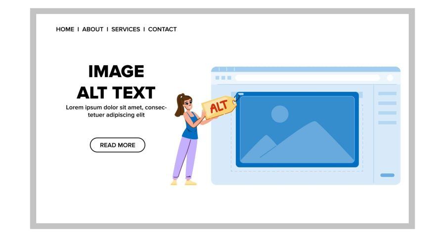 cartoon character showing alt text on an image