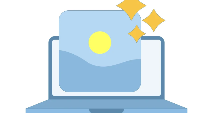 Graphic of laptop with image