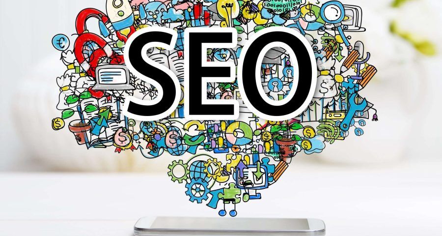 SEO thought bubble containing related icons