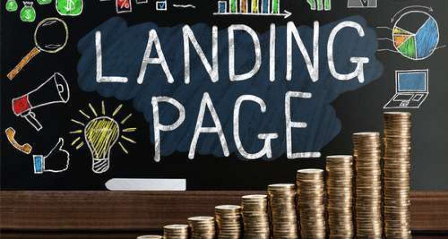 landing page written on chalk board